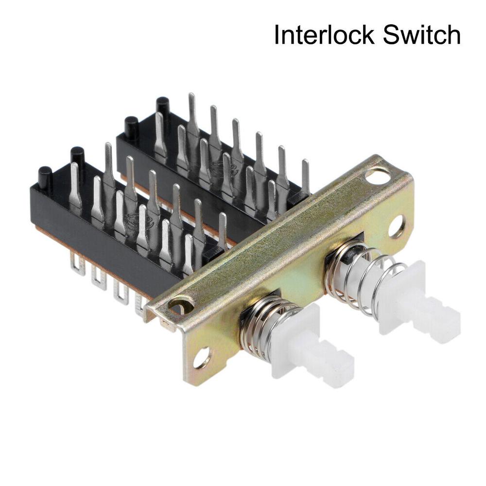 Interlock Push Button Switch Piano Type 4PDT 12 Pin 2 Row