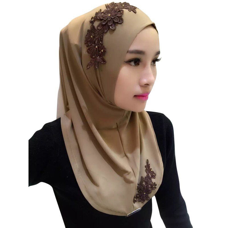 Ladies Lace Embroidery Headband Hijab Islamic Scarves Bonnet Shawls Muslim Scarf Women Hijab Islamic 11 Colors