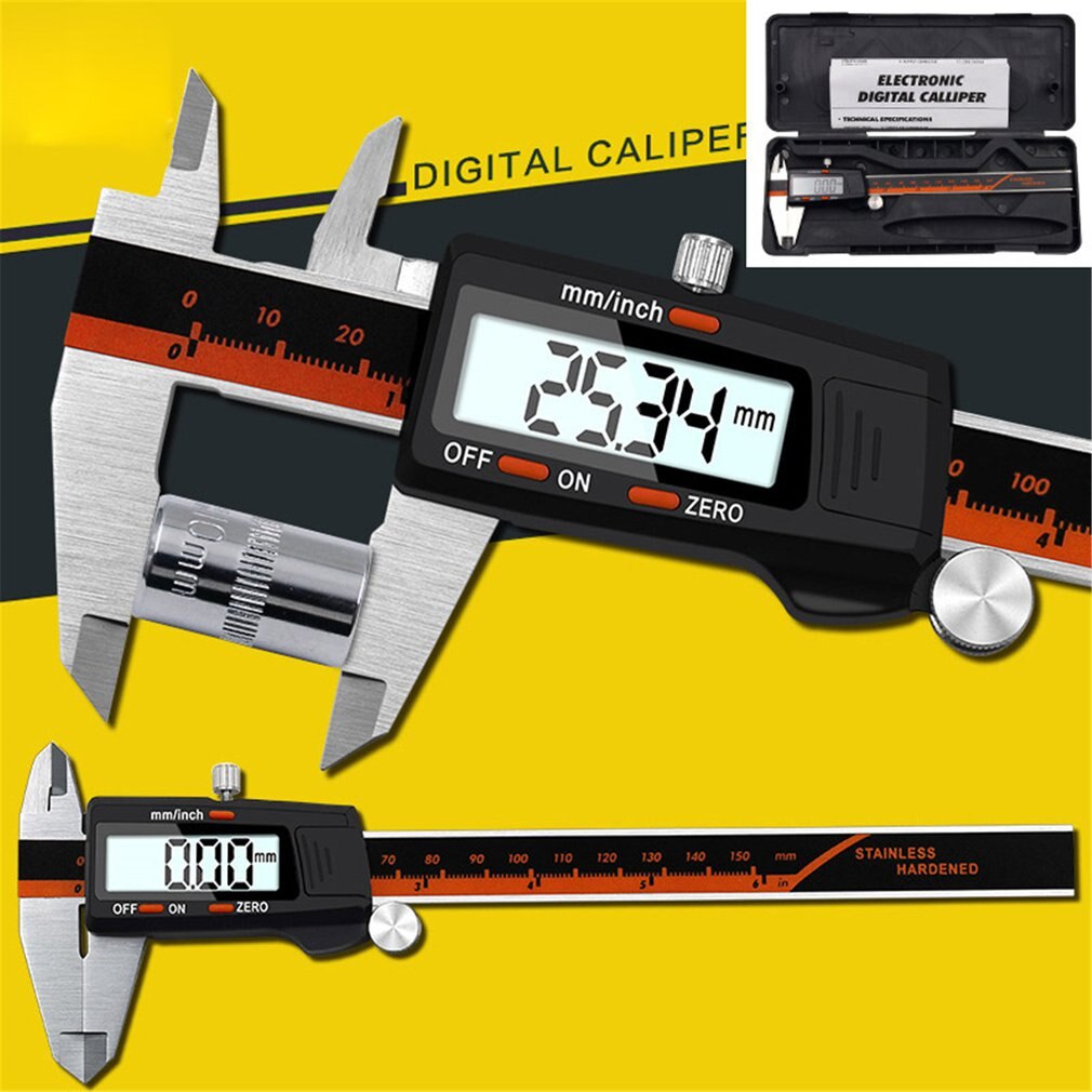 Stainless Steel Digital Display Caliper 0-150mm Fraction / MM / Inch High Precision LCD Vernier Caliper