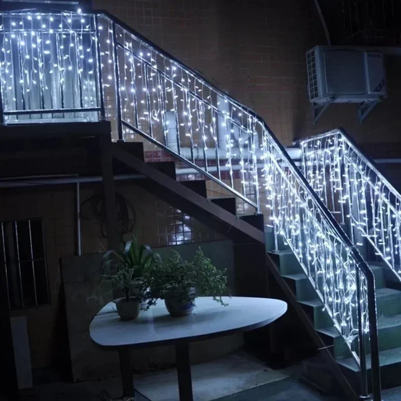 4M x 0.6M rideau LED guirlande de glaçons prise ue guirlande de noël lumière tombante mariage jardin rue éclairage décoratif extérieur