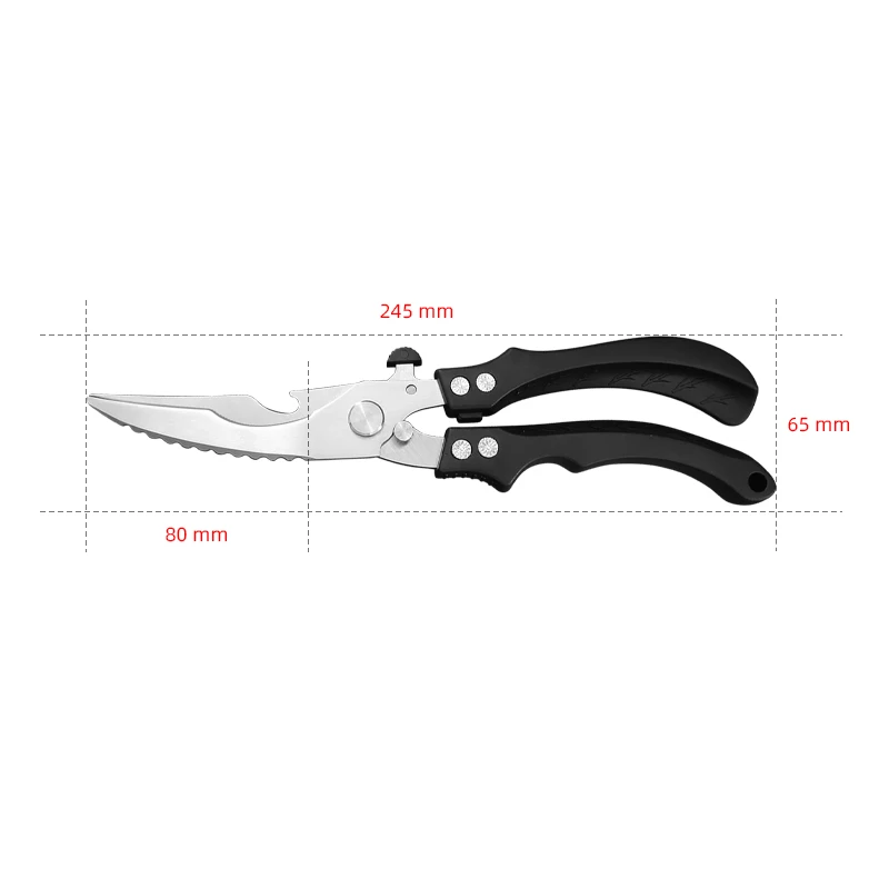 Edelstahl Huhn Knochen Schere Küche Schere Haushalt Lebensmittel Schere Fisch Huhn Ente Cutter Schere Messer: schwarz