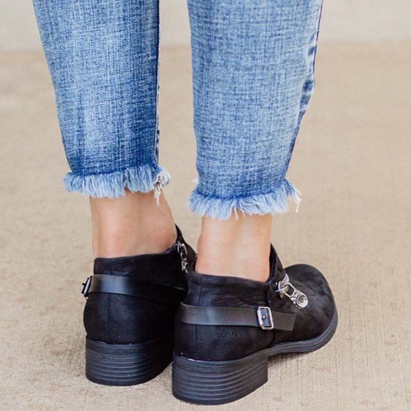 Bottines de neige à semelle basse et fermeture éclair pour femme, chaussures chaudes, Style rétro, hiver