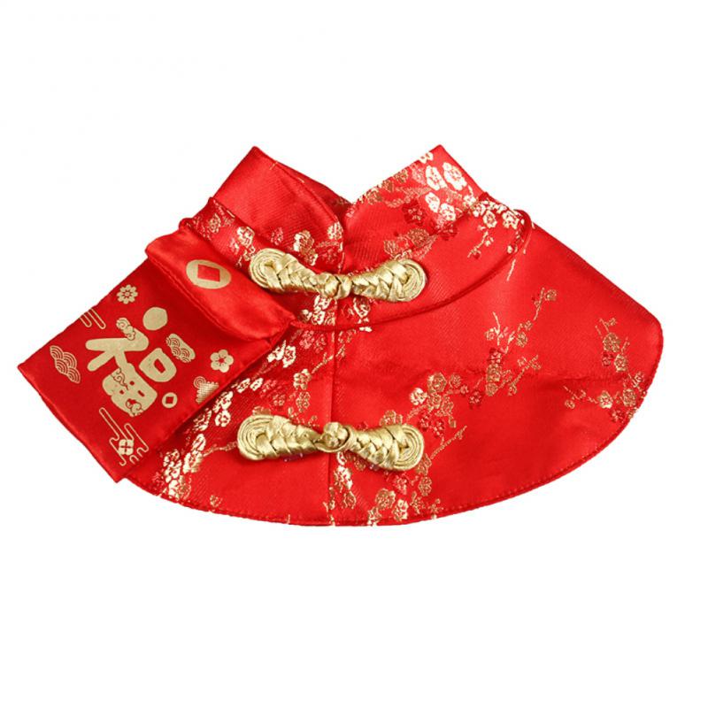 Pet Cat Dog Chinese Style Clothes Spring Festival Cape Neck Red Envelope Christmas Day Year Collar Bow Tie Costume Products: red S