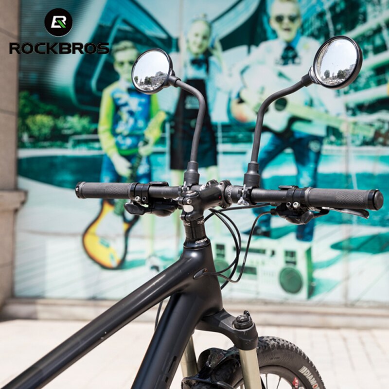 Rockbros cykelspejl abs ultralet akryl super hd moped knallert justerbar sammenklappelig mtb cylning bagspejletilbehør