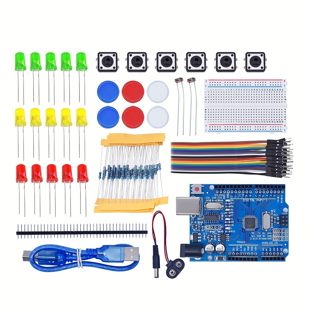 DIY Elektronische Starter Kit voor UNO R3 Arduino Printplaat Elektronica 12-in-1 Programmeerbare Techniek Codering Onderwijs STEAM: Default Title