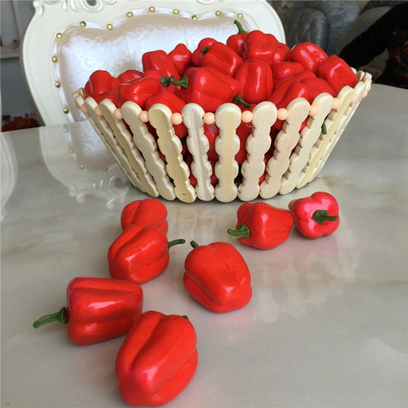 Mini pimiento pequeño de verduras artificiales, juguetes de simulación para niños, accesorios de decoración para 10 Uds.