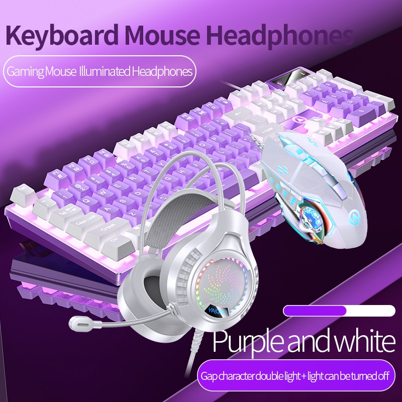 Gaming-Tastatur, Maus, Kopfhörer-Set, kabelgebundene Hintergrundbeleuchtung, Spiel, 104 Tasten, Tastaturen, 3600 DPI, Mäuse, 3,5 mm, Headset-Kombinationen für PC-Gamer