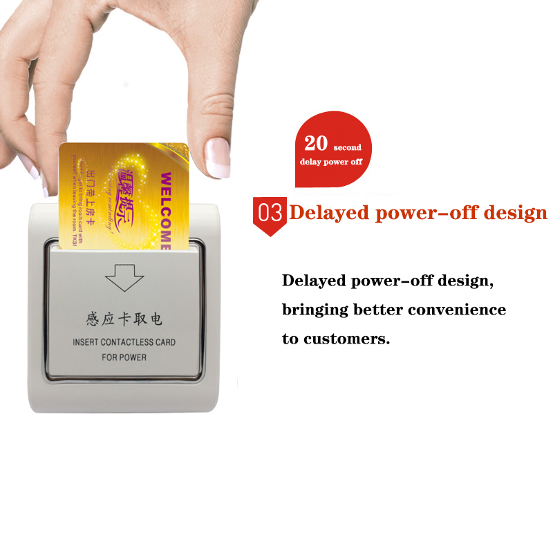 Factory Price 125KHz Hotel Card Key Switch Electric Wall Insert Key Switch With T5577/EM4305 Card Gold With Gold Side: 50pcs Room card