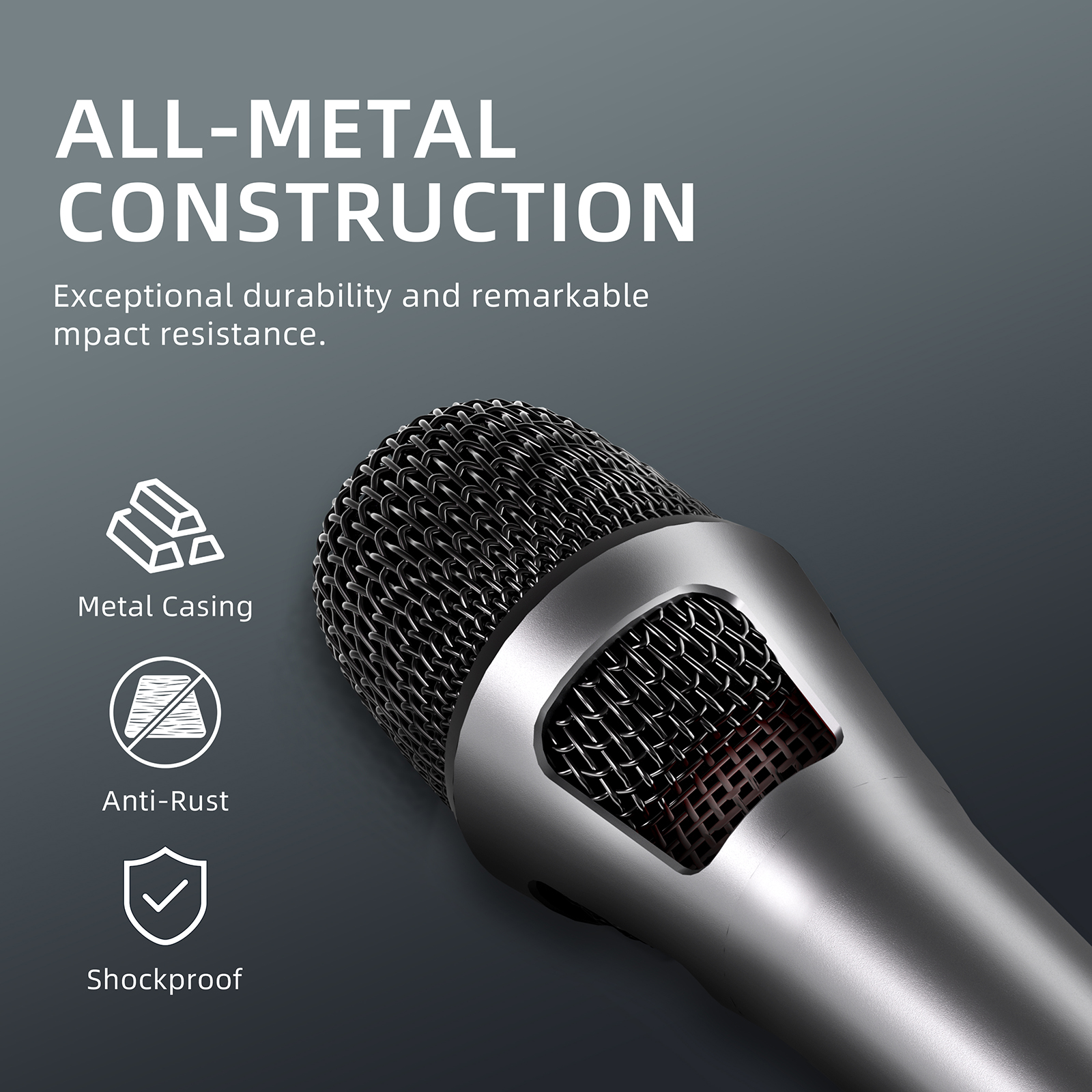 IKGE Wired Dynamic Microphone with Dual Pickups Wired Microphone with Gain Switch for Stage, Orchestra DB-707