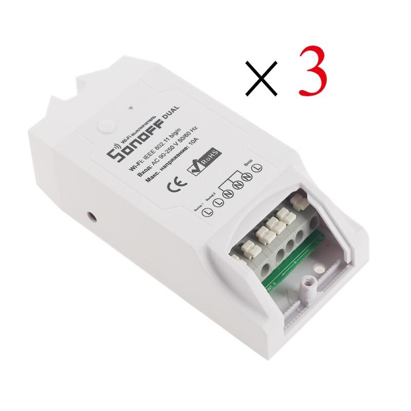 Sonoff Dual R2 Itead Samrthome Draadloze Wifi Schakelaar Diy Module Smart Home Timing Sonoff Schakelaar Compatibel Met Alexa Google Thuis: 3 Pieces