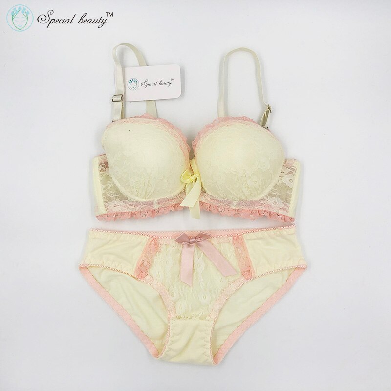 !Special beauty Soft Campus wind Pure Sweet Girlhood As beautiful as first love Push Up Teenage Bra Set