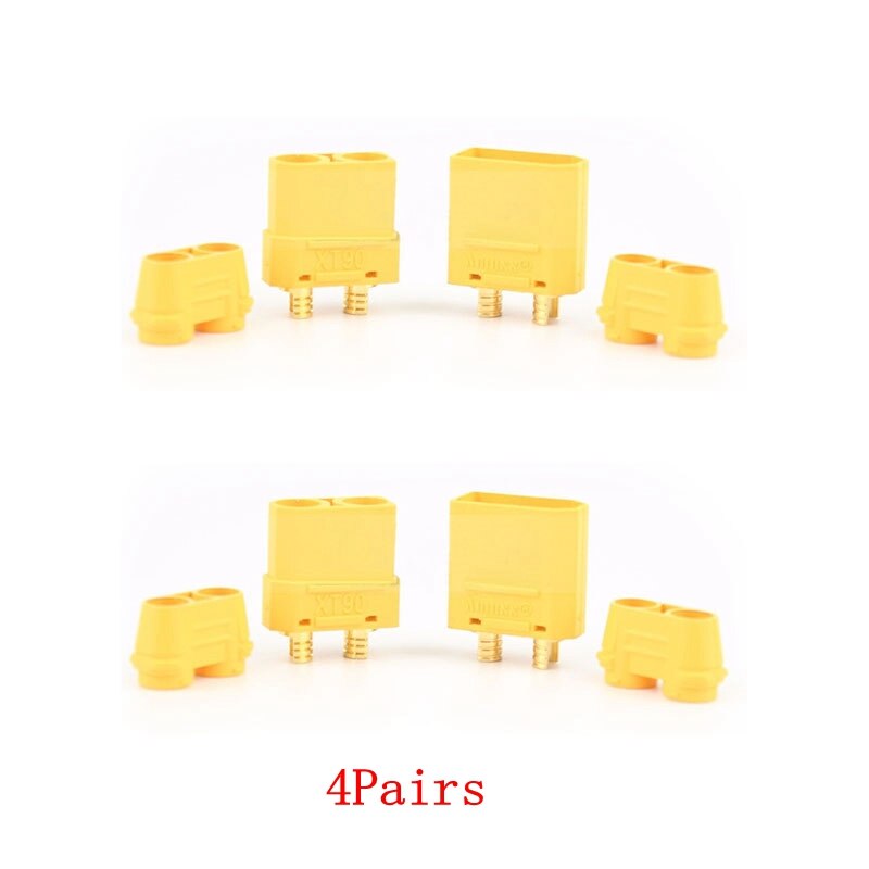 1/4/5/10/20Pairs Amass XT90 Plug Male Female Battery Connector With Sheath Gold Plated Banana Plug for RC Toy Lipo Battery Cable: 4Pairs