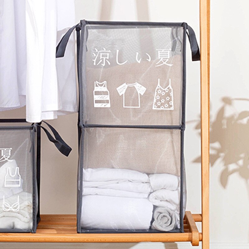 Foldable Laundry Basket Mesh breathable dirty clothes basket Simple bathroom home storage basket two Sizes: Dark Gray