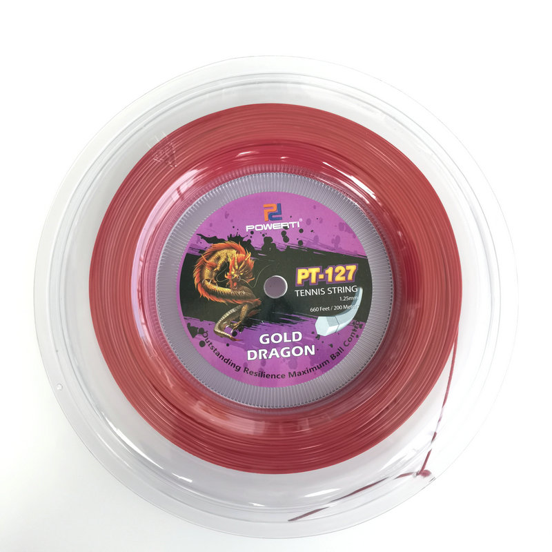 Powerti Tennis String 200m Reels Polyester Thin Ball String Hexagon Durable Tennis Racket String Accessories PT-127: Red