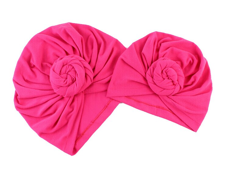 2 uds juego mamá bebé turbante anudado indio sombrero madre niñas niños turbante diadema de pelo de accesorios pañuelo Headwrap diadema: Rojo