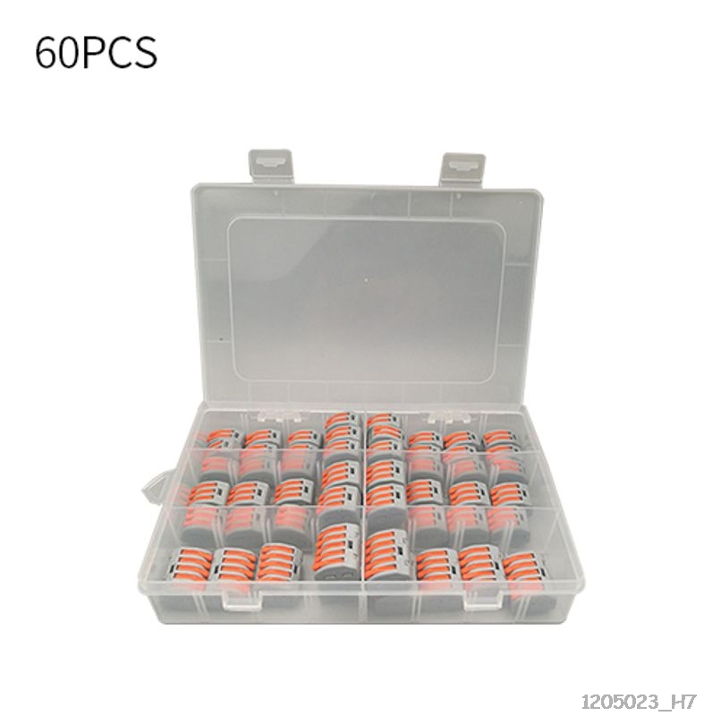 60pcs Reusable Electrical Wire Connectors Kit Spring Lever Nut Terminal Blocks Conductor