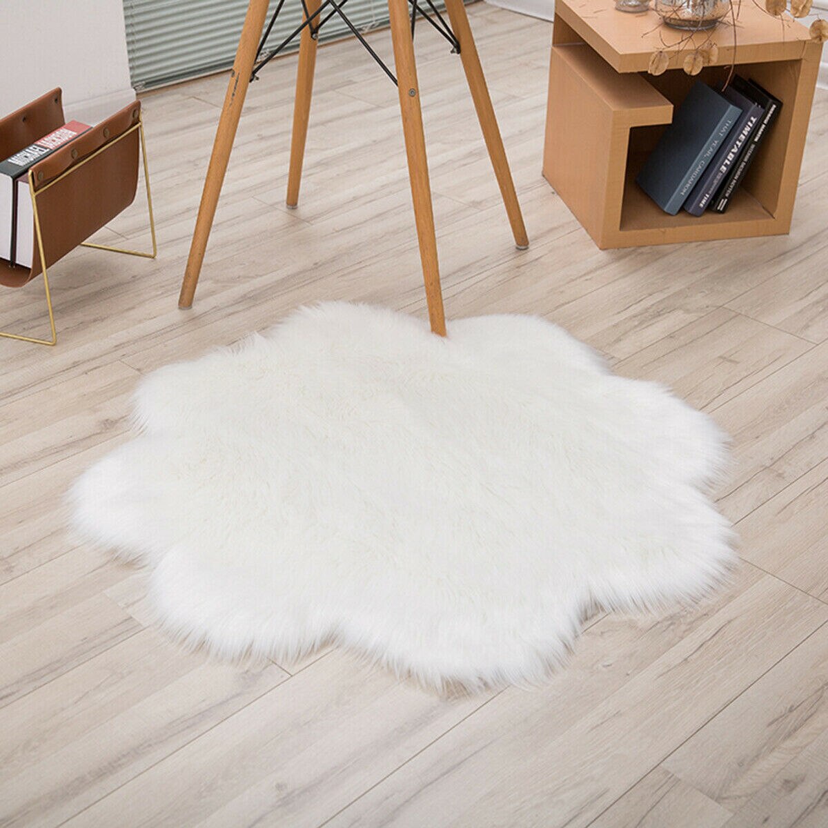 Blume bilden Flauschige Teppiche Anti-Schleudern zottelig Bereich Teppich Esszimmer Teppich Weichen Boden matt Hause Schlafzimmer: 40cm / Weiß