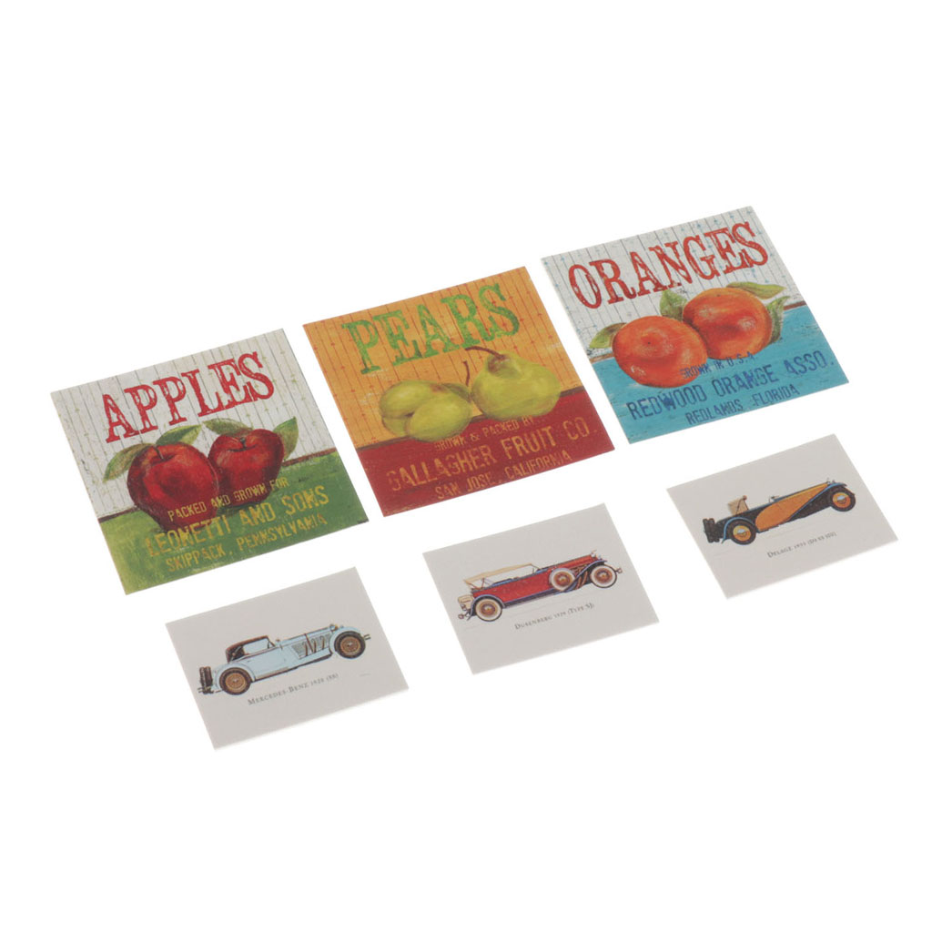 1:12 Miniatura casa delle bambole Foto Murale Pittura di Arte Della Parete Immagini arredamento -6pz