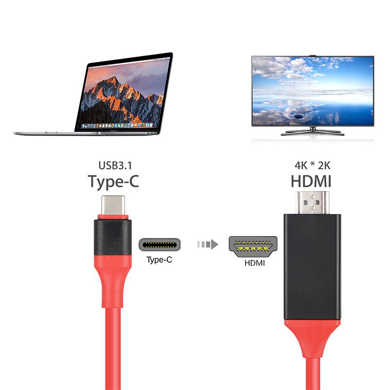 1080P HDMI Kabel 2m Type-C USB-C naar HDMI Adapter Micro USB C naar HDMI HD TV kabel Adapters Voor Samsung S9/S8/Note 9 Huawei Type-C