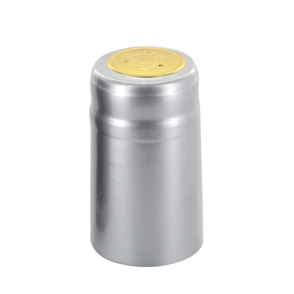 GUHD 50pcs/lot Wine Bottle Cap Thermal Heat Shrinkable Heat shrinkable Cap Wine brewed PVC Heat Shrinkable Packaging Materials: SILVER GOLD 30MM