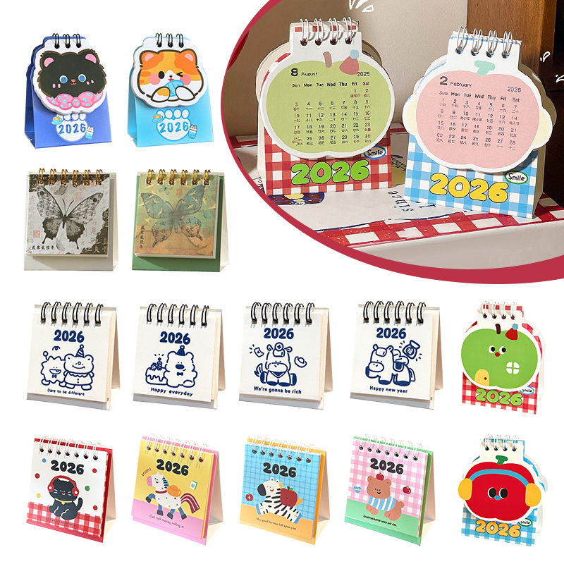Horse Year Mini Desk Calendar Cartoon Portable Coil Monthly Calendar Planner Office And Home Decor Year'S