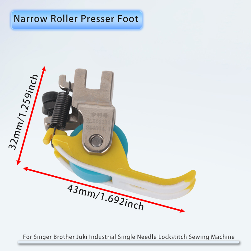 Narrow Roller Presser Foot For Singer Brother Juki Industrial Single Needle Lockstitch Sewing Machine Accessories