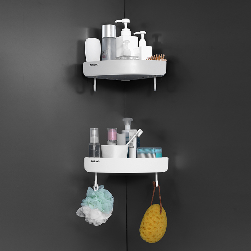 Bathroom Bathroom Storage Rack Wall Hole-Free Plastic Finishing Storage Rack Dormitory Artifact Wall-Mounted Toothbrush Holder