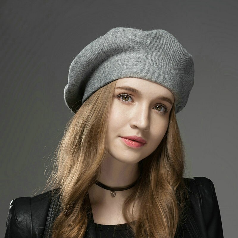 Boina de lana invierno para mujer, nueva prenda lana invierno, gorro para mujer, estilo francés, chanclas: 7