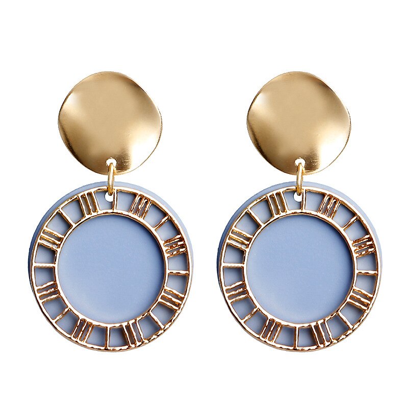 Trendy Zwarte Ronde Metalen Oorbel Voor Vrouwen Goud Glanzend Glad Lange Oorbellen Statement Sieraden Pendientes Bijoux: E949LAN