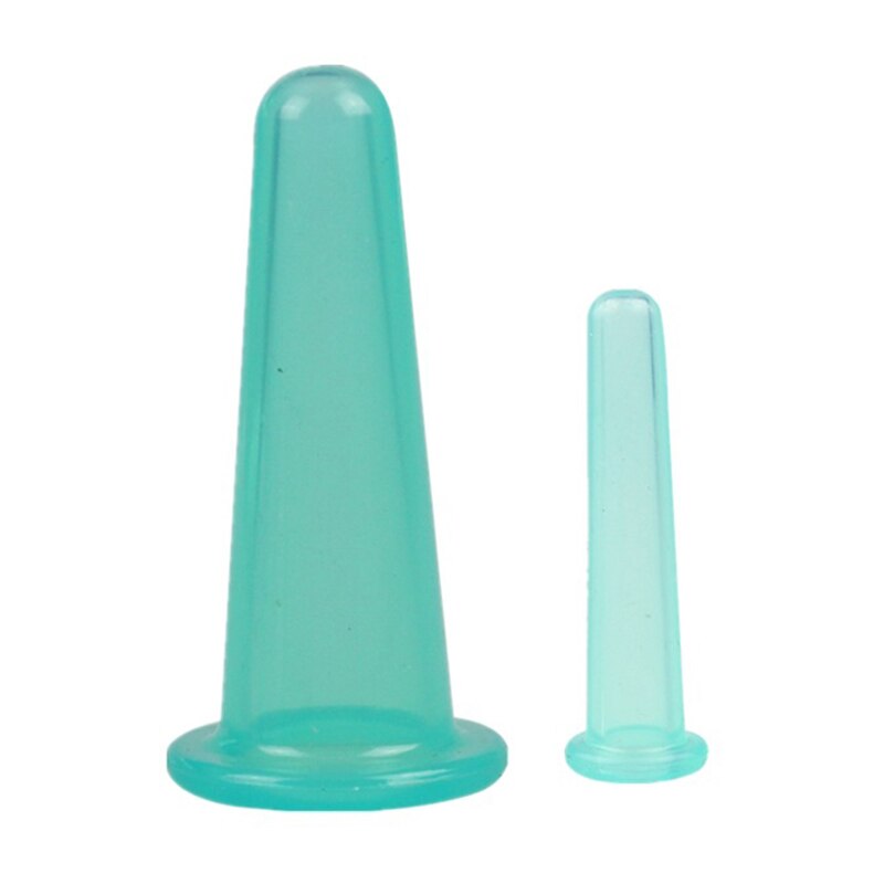 2 stk ansigts cupping vakuum dåser sugekopper silikone sugekopper anti cellulite terapi ansigtsmassage cupping ben arm cupping: Grøn