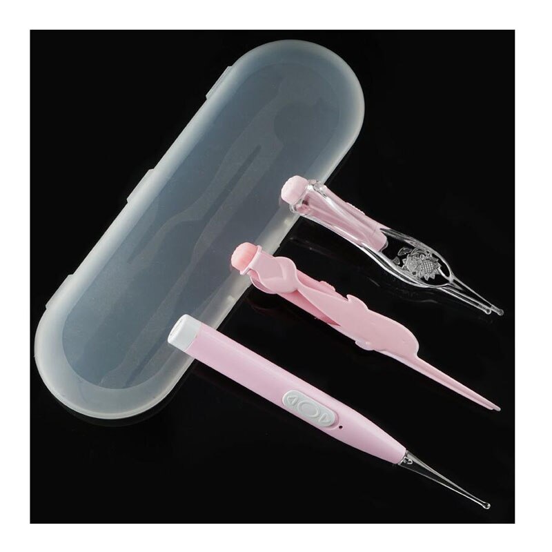 3 stuk Baby Care Set Oplaadbare Licht Oor Lepel Kind Oor Lepel Gesp Baby Oor Artefact Met Licht Zachte Hoofd oor Pincet: Default Title