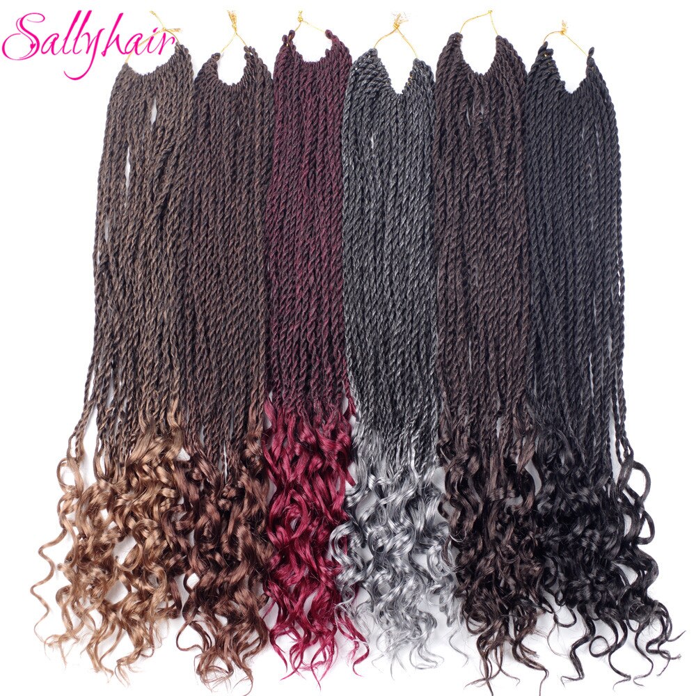 Sallyhair 30 Strands/pack Curly Senegalese Crochet Twist Braids Hair Synthetic Crochet Braids Color Ombre Senegal Braiding Hair