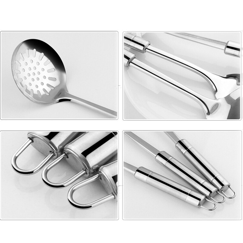 7 Pcs Roestvrij Staal Kookgerei Set Vergiet Spatel Schop Lepel Keukengerei Gadgets Home Keuken Accessoires Set