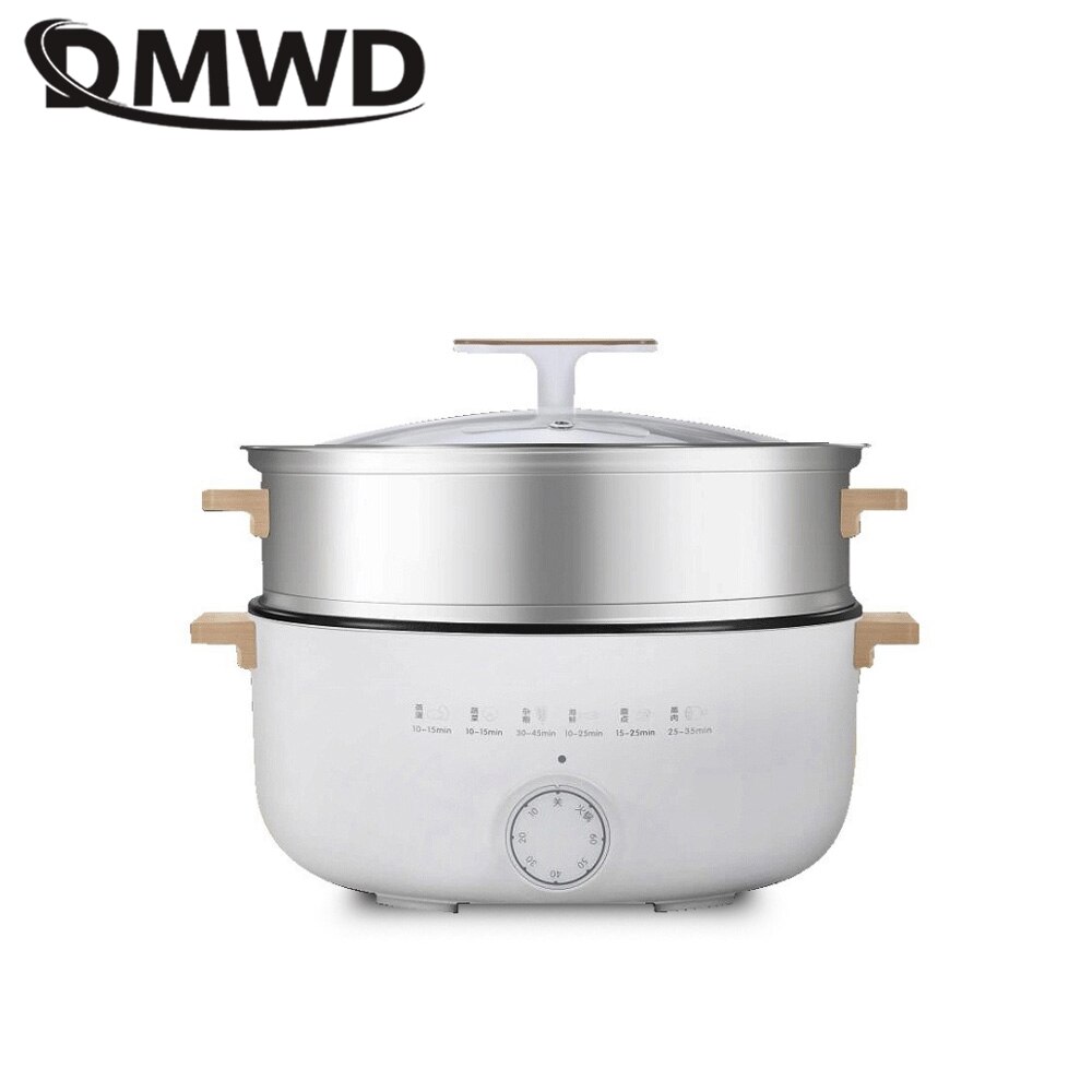 DMWD 14L Household Electric Cooker 3 layer Steamer Pot Boiling Stewing Pot Crepe Pancake Maker 304 Stainless Steel 220V