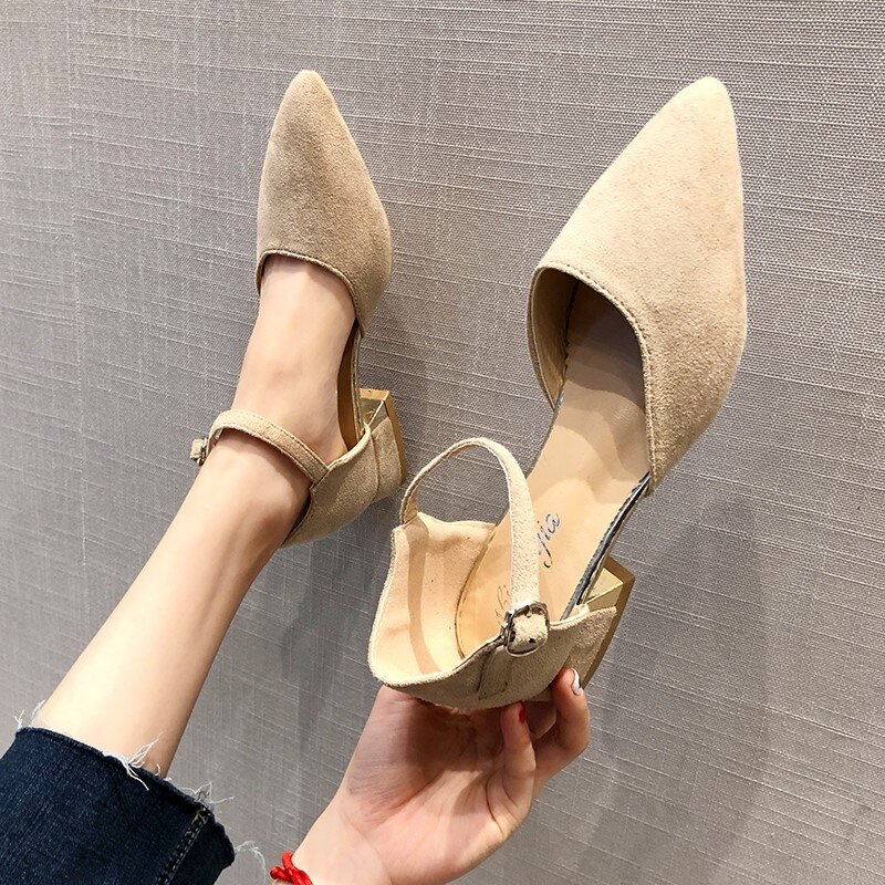 Sandals women's wild Harajuku style word buckle with simple thick with women's shoes