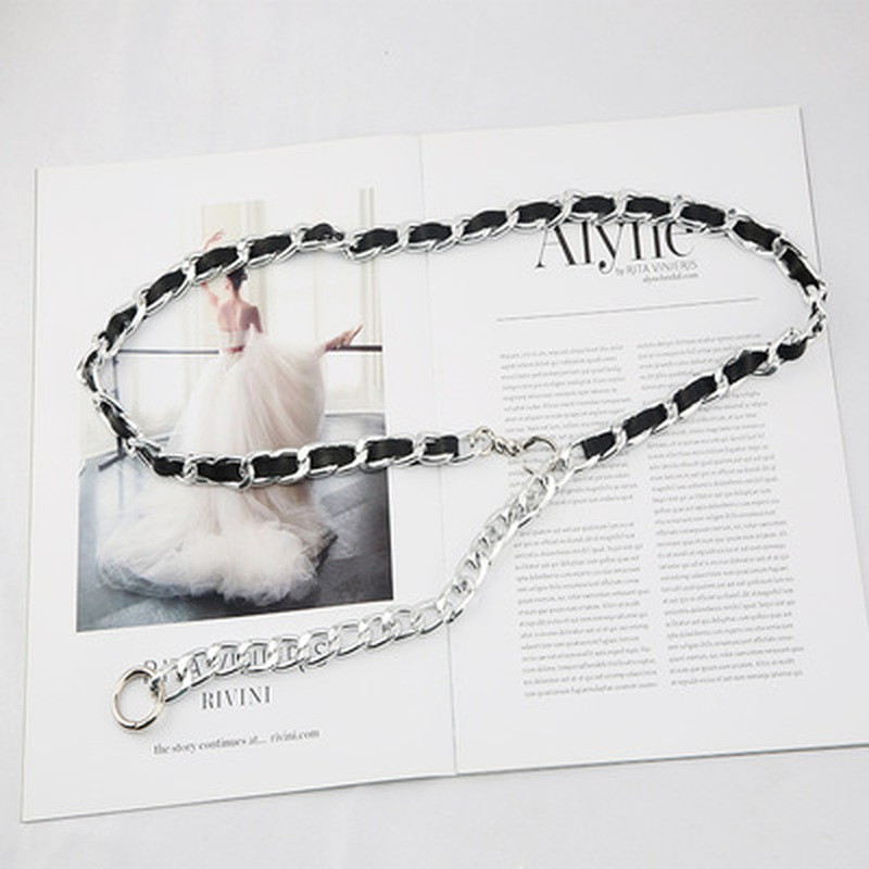 Gouden Ketting Riem Elastische Zilveren Metalen Taille Riemen Voor Vrouwen Ceiture Femme Stretch Cumberbanden Dames Jas Ketting Riem Tailleband