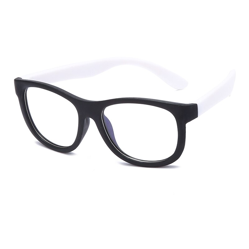Longkeeper børn anti blå lys briller børn fleksible  tr90 firkantede briller drenge piger klar linse  uv400 briller briller: Sort hvid