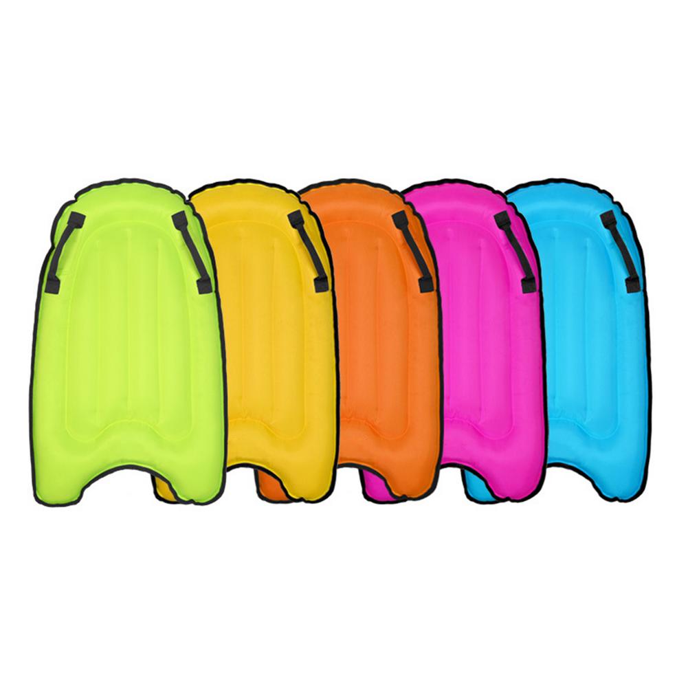 PortableInflatable Surfboard Solid Color Buoy Kickboard With Handle Foldable Surfboards Swimming Pool Beach Floating Mat