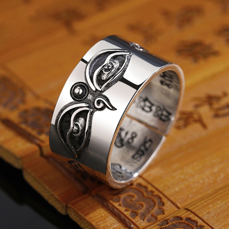 BALMORA 925 Sterling Argento Anelli Aperti per le Donne Degli Uomini Amanti di trasporto del Regalo Dell'annata Scrittura Anello Tailandese Gioielli In Argento Anelli