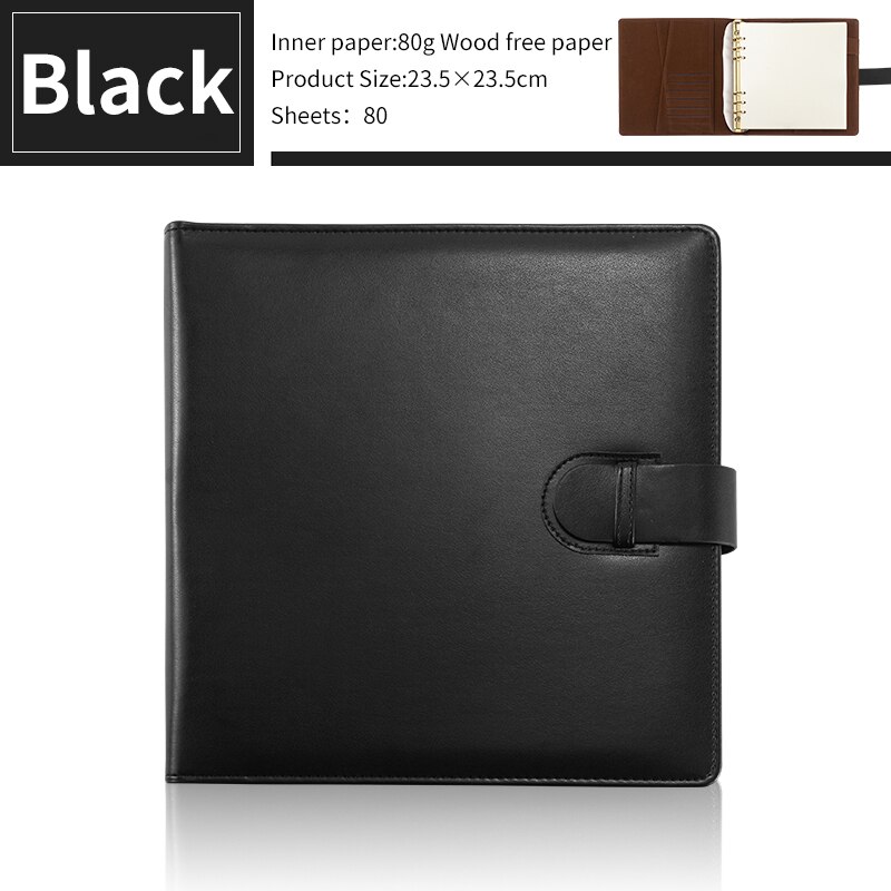 Business A5 Square PU Leather Hardcover Waterproof Blank Journal Diary Notebooks Planner Sketchbook For Drawing: Black
