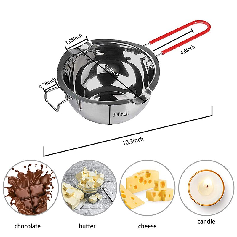 Pot de fusion à Double chaudière avec poignée résistante à la chaleur, Pot de fusion de chocolat de grande capacité pour les bonbons au beurre (400ML)