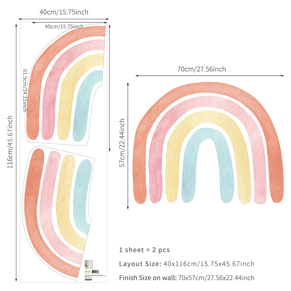 Babykamer Muurstickers Aquarel Regenboog Grote Size Muurstickers Kinderen Kinderkamer Nursery Home Decoratie Vinyl Pvc Decals: LGWS020