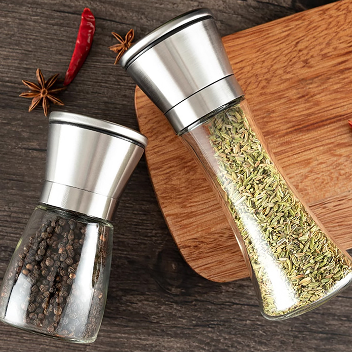 Botella de molienda Manual para condimentos de cocina, juego de sal y pimienta, molinillo de pimienta, molinillo mezclador de especias, molinillo grueso y fino