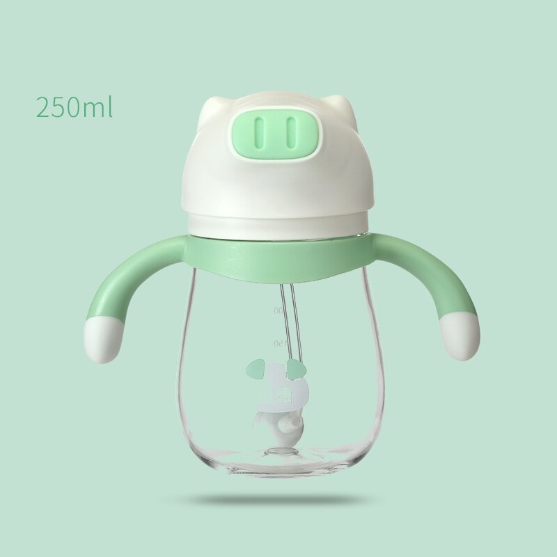 Rikang 250ml vannflaske sippy kopp låve gobelet matevann flaske baby kopp med halm dyr til låve: Rk -b1026- grønn