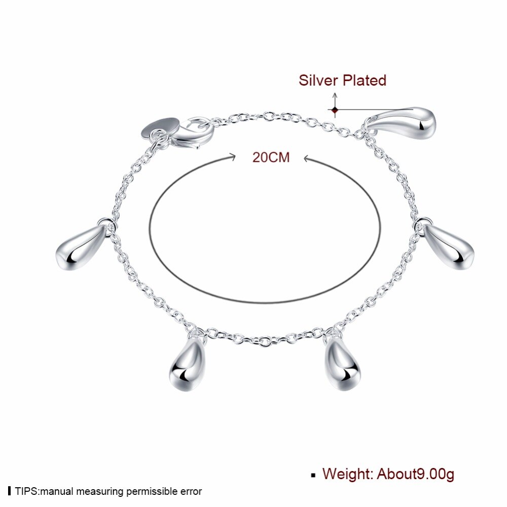 Pulseira 925 de prata esterlina, bracelete simples de gotas d&#39;água para mulheres, joias finas, presentes, venda imperdível