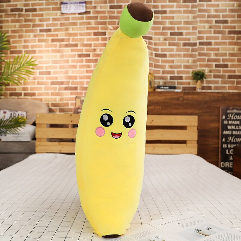 Hot New 1pc 80/100CM śliczne pluszowe owoce zabawki żółty Banana pluszowe rośliny zabawki Banana poduszki dla domu łóżko dziecko dzieci prezenty urodzinowe: 2 / 100cm