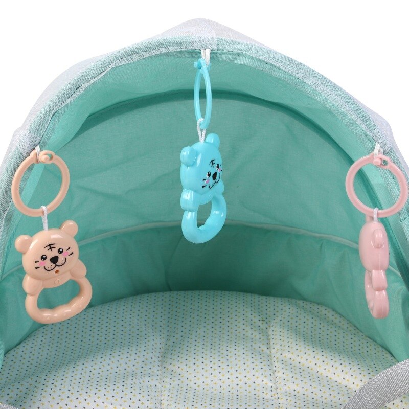Bärbar sängvagn för baby hopfällbar babysäng resa solskydd myggnät andas spädbarn sovkorg med leksaker 0-1