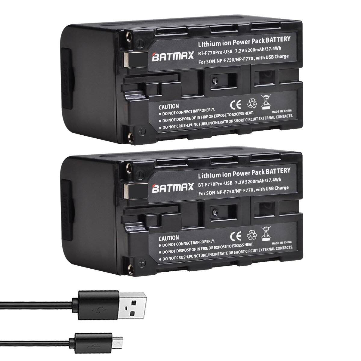 Batmax np -f770 np-f750 np f750 npf 770 batteri med usb ladeutgang til sony np  f970 f960 f550 f570 qm91d ccd -rv100 tru 47e: 2 batterier