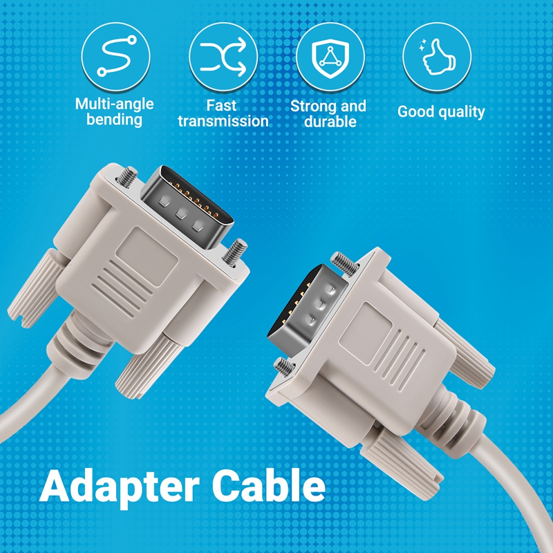 1.4m rs232 db9 9 pin han til vga video 15 pin han adapter kabel lys grå