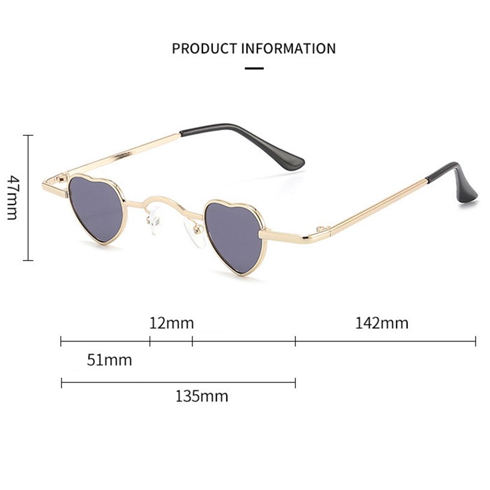 Gafas de sol con forma de corazón, lentes de sol con montura metálica, estilo Hip Hop, Punk